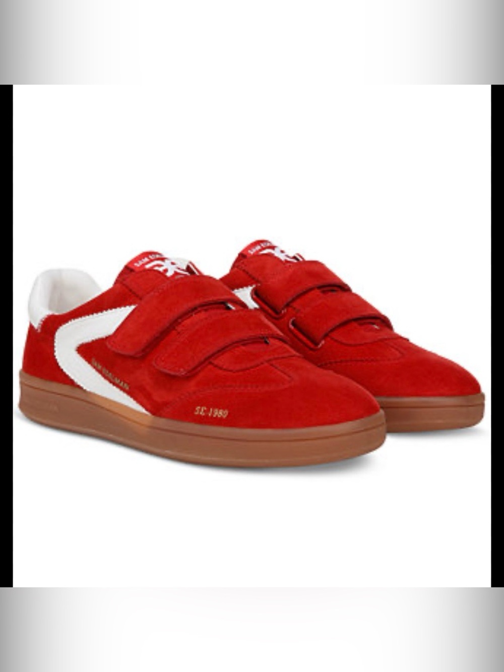 Sam Edelman Red Suede Velcro Sneakers Size 8